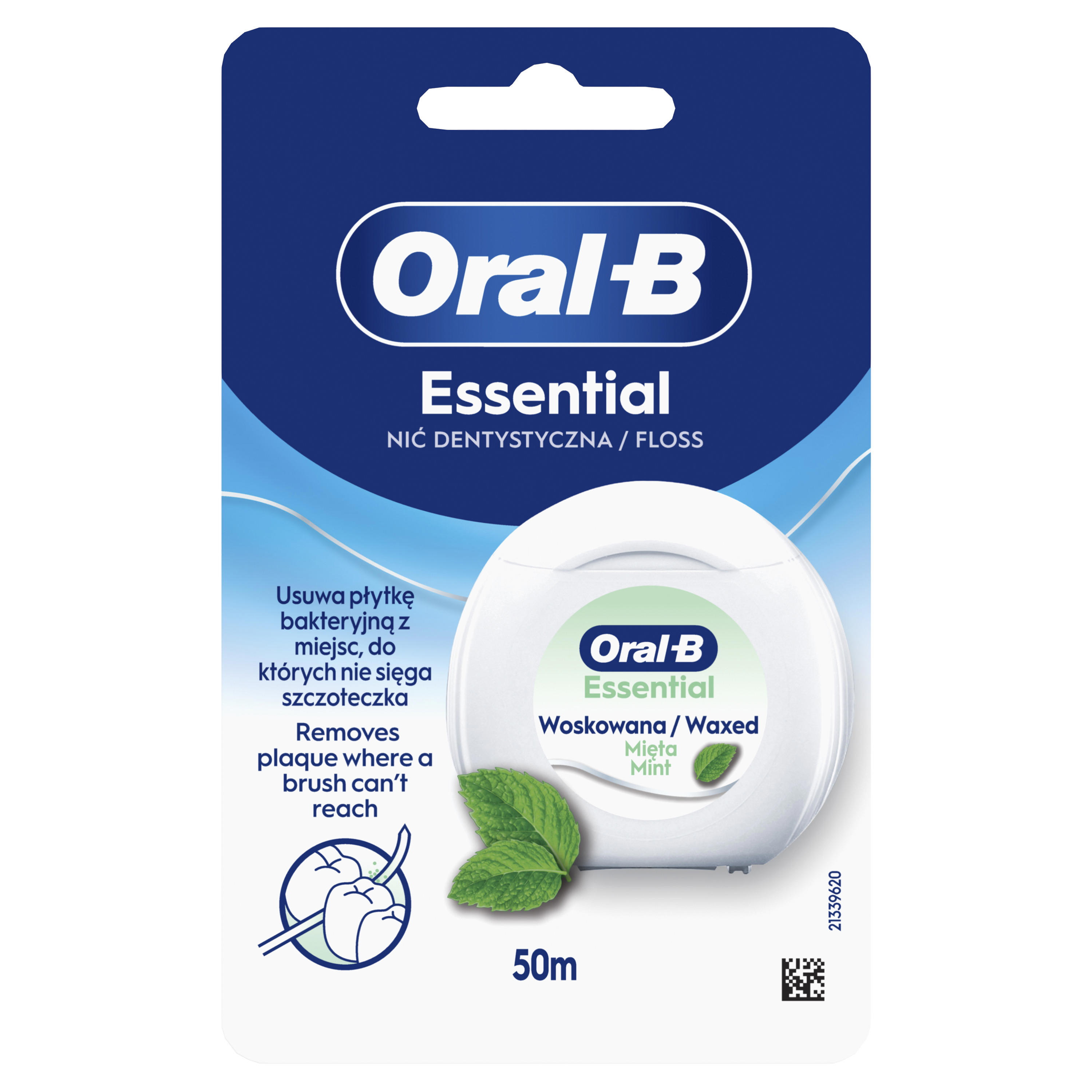 Dantų siūlas ORAL-B Essential, Waxed Mint, 50 m