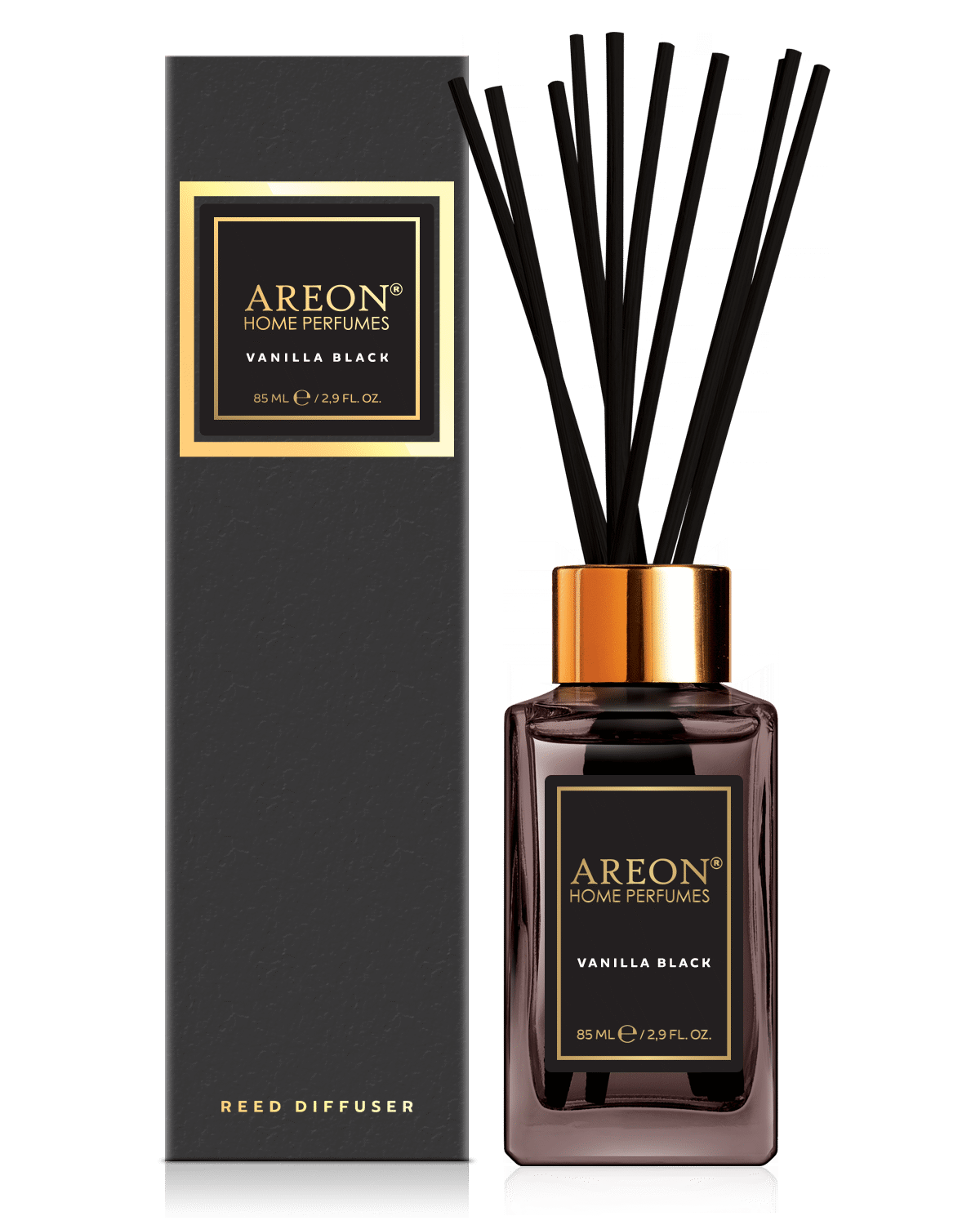 Namų kvapas su lazdelėmis AREON BLACK VANILLA, 85 ml