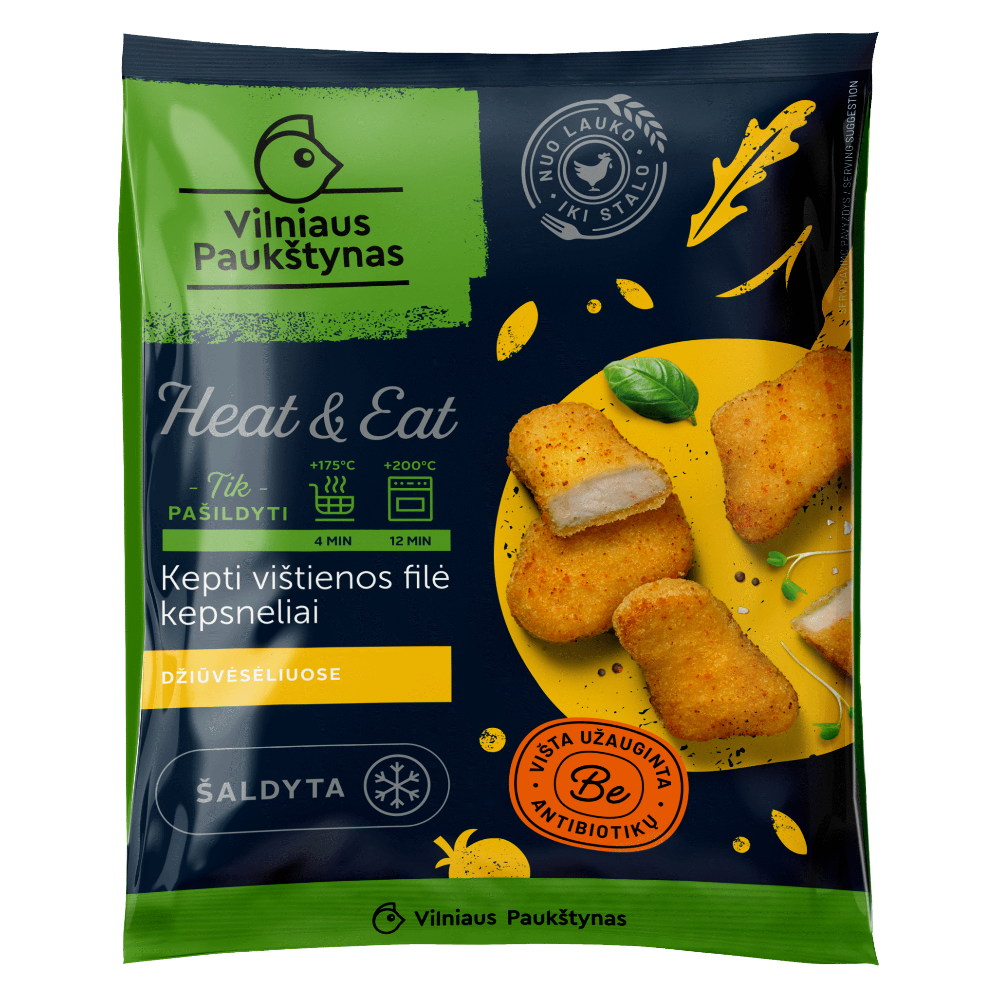 Šaldyti vištienos kepsneliai HEAT & EAT džiūvėsėliuose, 500 g