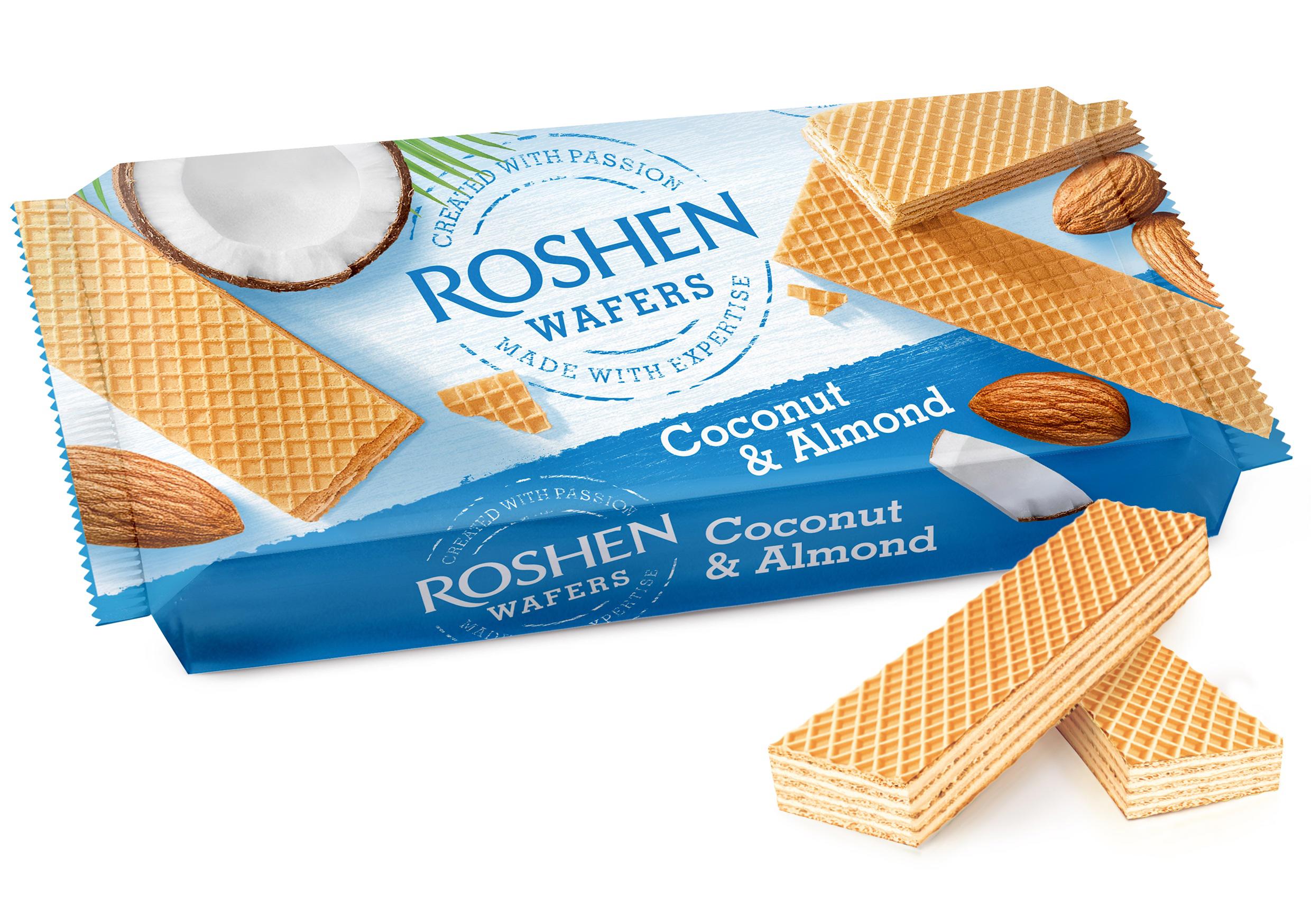 Vafliai ROSHEN su kokosų ir migdolų skonio įdaru, 216 g