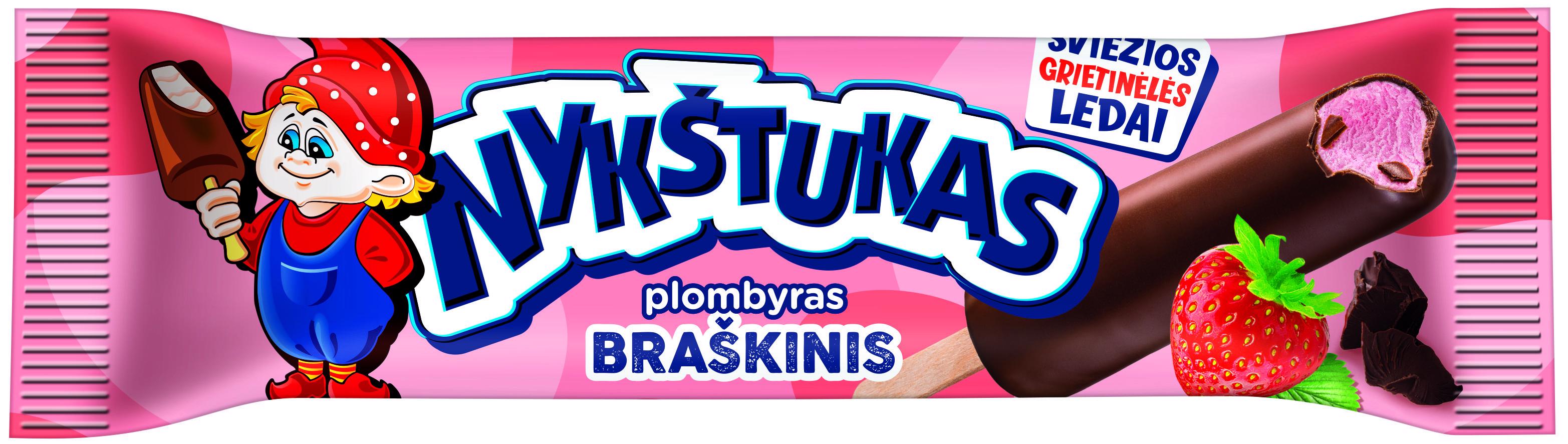 Glaistytas braškinis plombyras NYKŠTUKAS, 58 g
