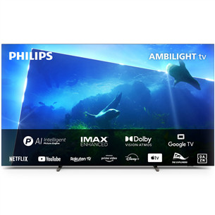 Philips OLED818, 77", OLED, Ultra HD, feet apart, gray - TV