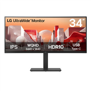 LG BA75QE UltraWide, 34'', WQHD, USB-C, curved, black - Monitor