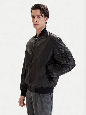 HUGO Odinė striukė · Juoda