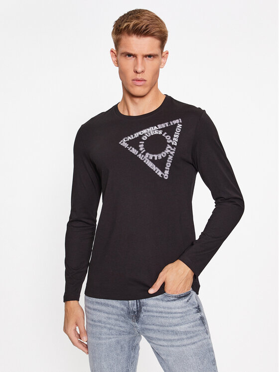 Guess Marškinėliai ilgomis rankovėmis · Juoda