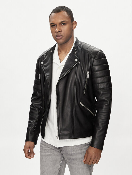 Serge Pariente Odinė striukė · Juoda