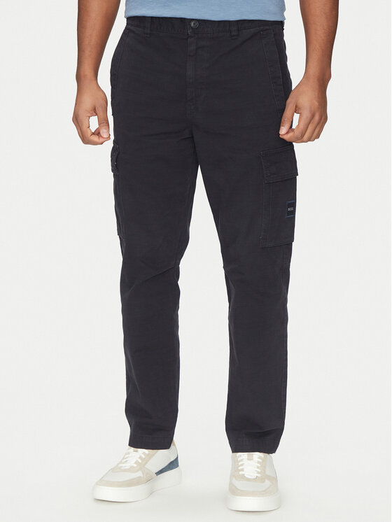 BOSS Medžiaginės kelnės · Tamsiai mėlyna · Regular Fit