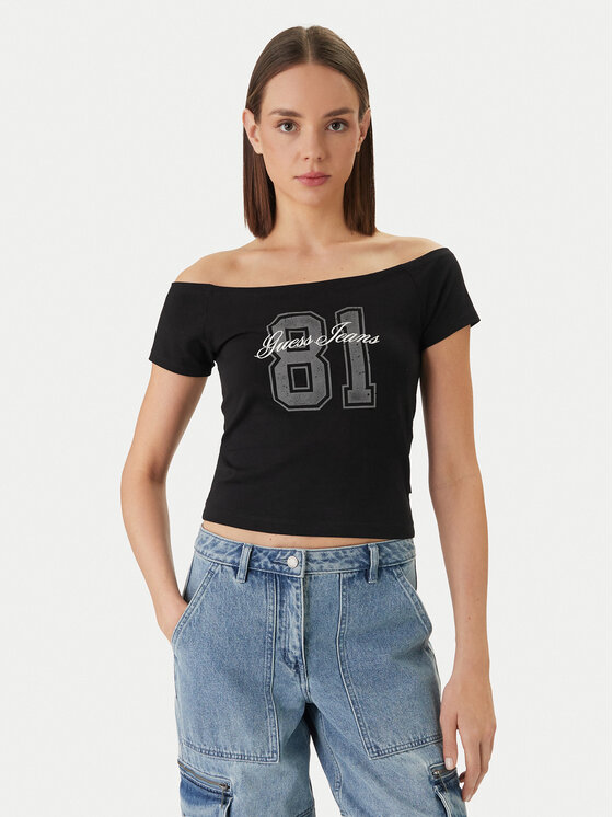 Guess Jeans Marškinėliai · Juoda