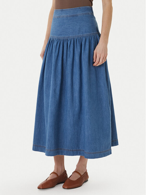 ONLY Džinsinis sijonas · Mėlyna · Midi