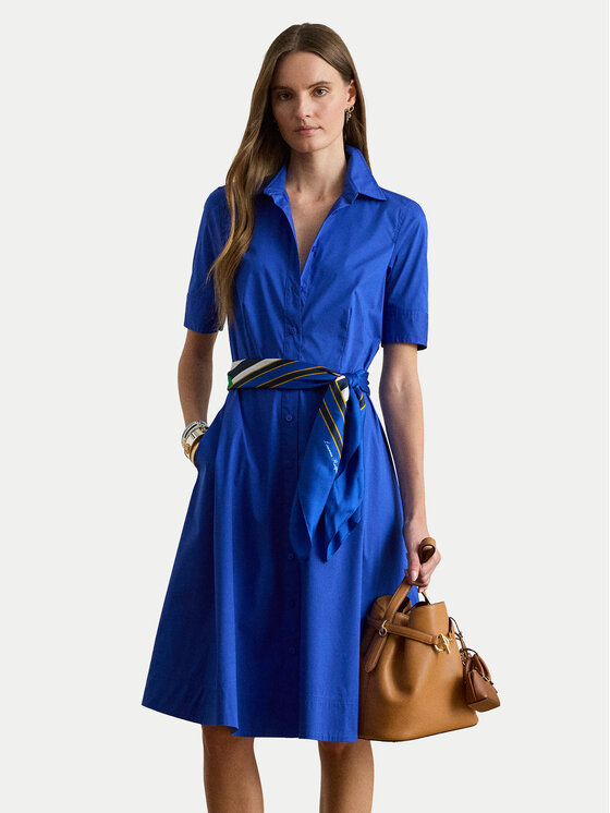 LAUREN RALPH LAUREN Marškinių tipo suknelė · Mėlyna · Midi