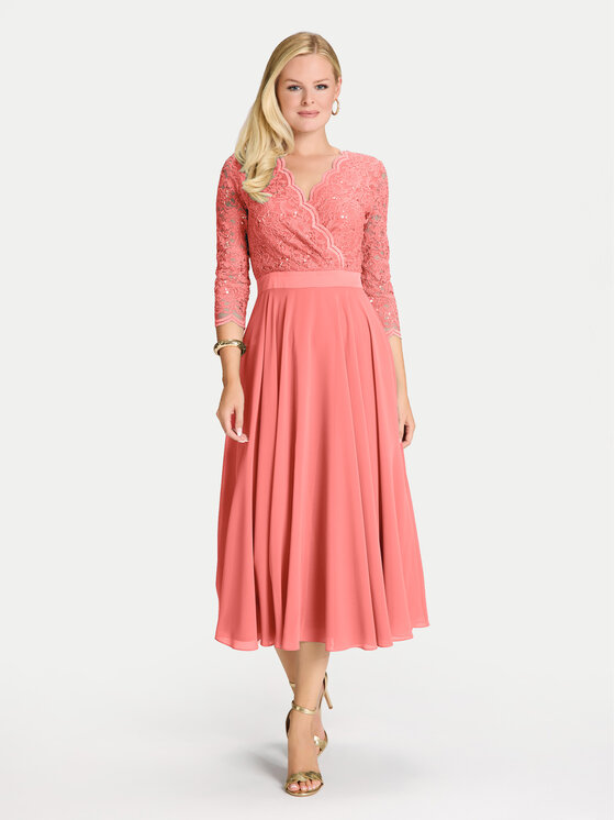 Swing Kokteilinė suknelė · Koralų · Midi