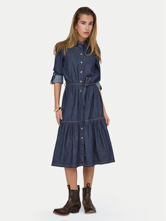 ONLY Džinsinė suknelė · Tamsiai mėlyna · Midi