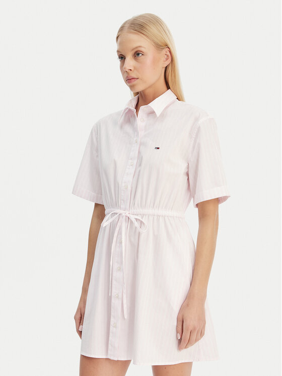 Tommy Jeans Marškinių tipo suknelė · Rožinė · Mini