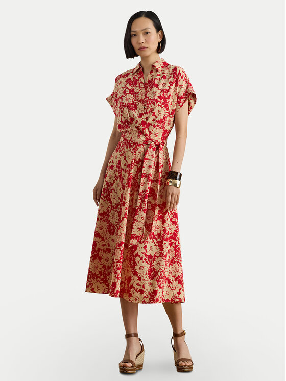 LAUREN RALPH LAUREN Marškinių tipo suknelė · Raudona · Midi