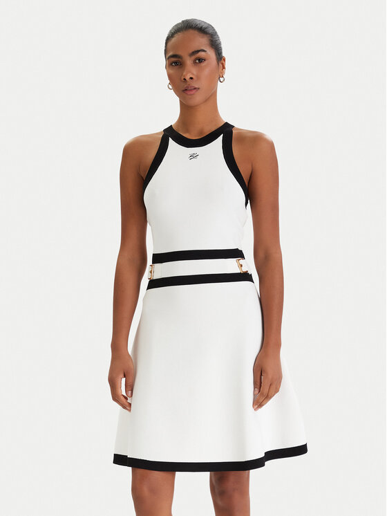KARL LAGERFELD Trikotažinė suknelė · Balta · Mini