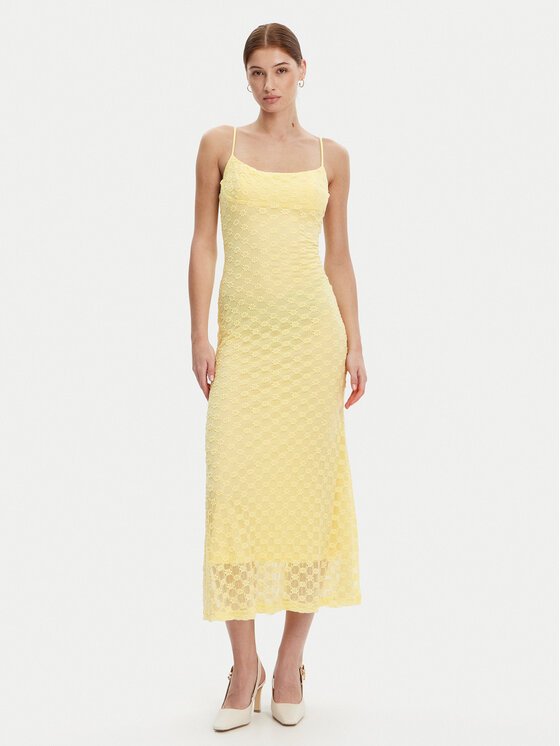 Bardot Kokteilinė suknelė · Geltona · Midi