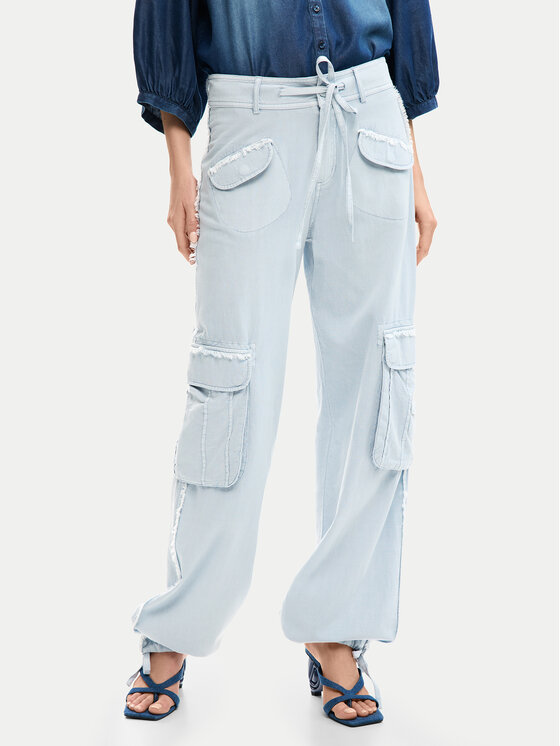 Desigual Medžiaginės kelnės · Mėlyna · Regular Fit