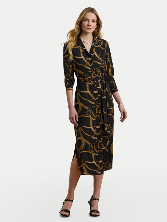 LAUREN RALPH LAUREN Marškinių tipo suknelė · Juoda · Midi