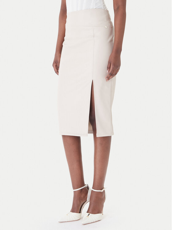 Kodas SUN15 Rinascimento Dirbtinės odos sijonas · Smėlio · Midi