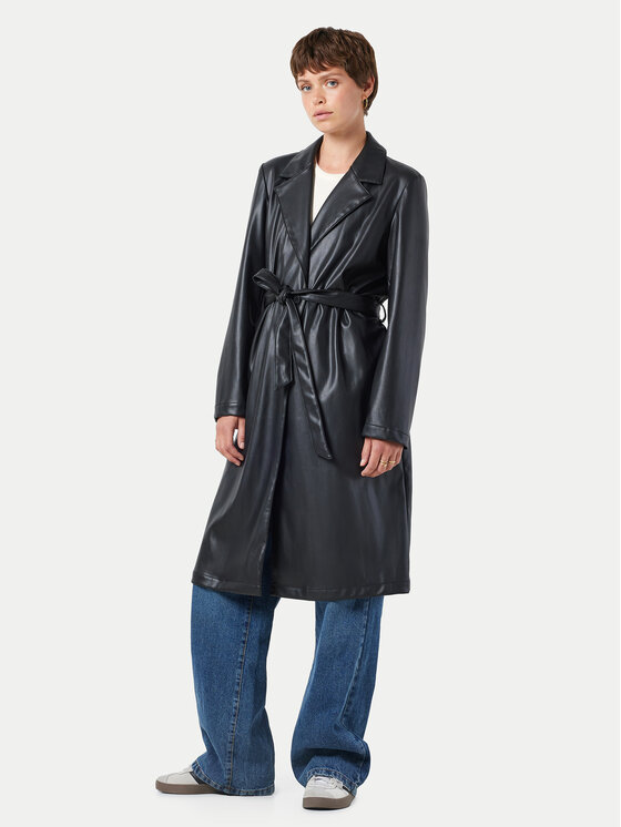 Noisy May Dirbtinės odos paltas · Juoda