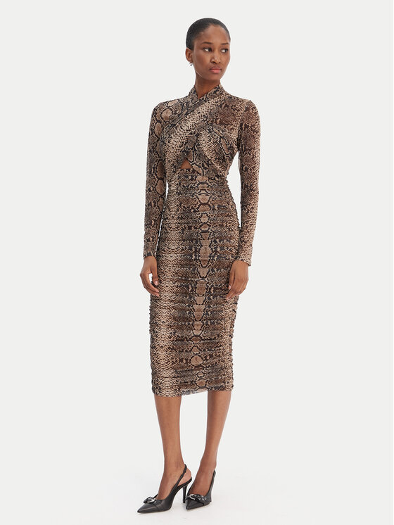 Kodas SUN15 Bardot Kokteilinė suknelė · Ruda · Midi