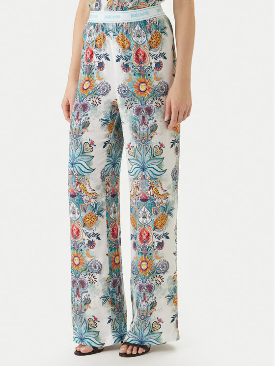 Just Cavalli Medžiaginės kelnės · Žydra · Regular Fit