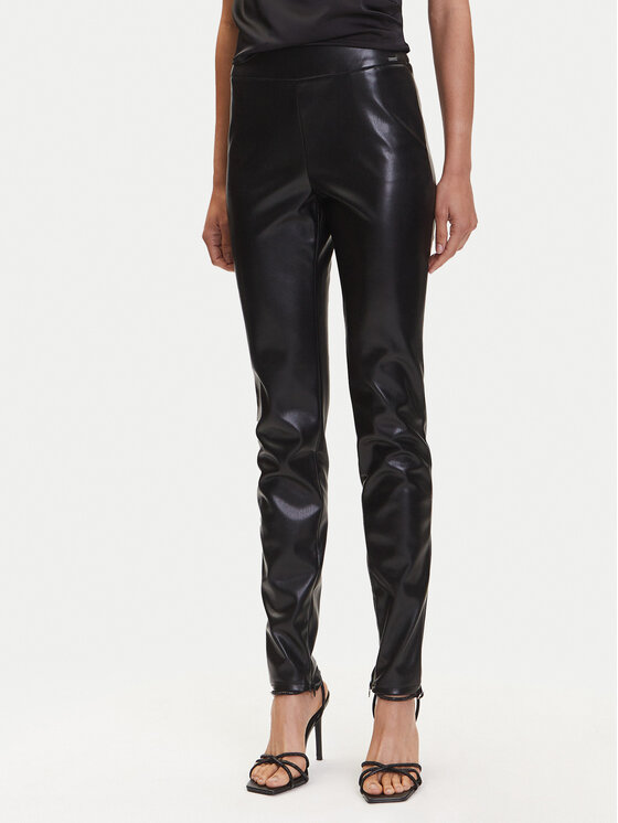 Guess Dirbtinės odos kelnės · Juoda · Slim Fit