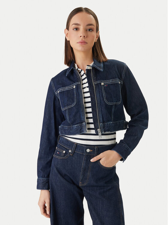Tommy Jeans Džinsinė striukė · Tamsiai mėlyna