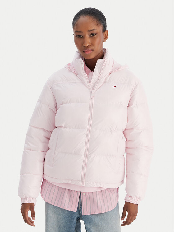 Tommy Jeans Demisezoninė striukė · Rožinė