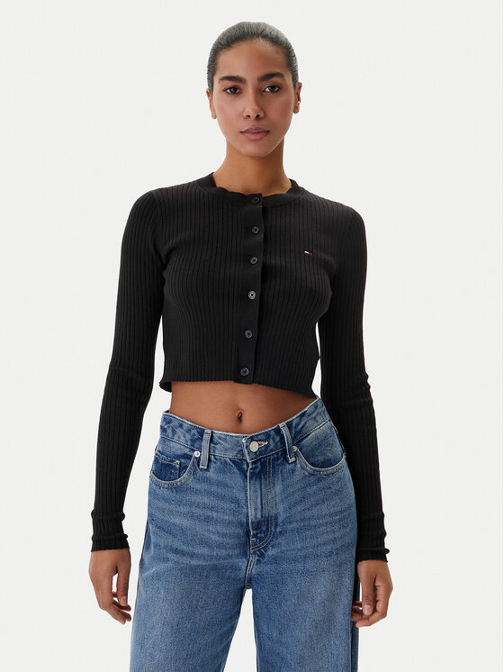 Tommy Jeans Kardiganas · Juoda · Slim Fit