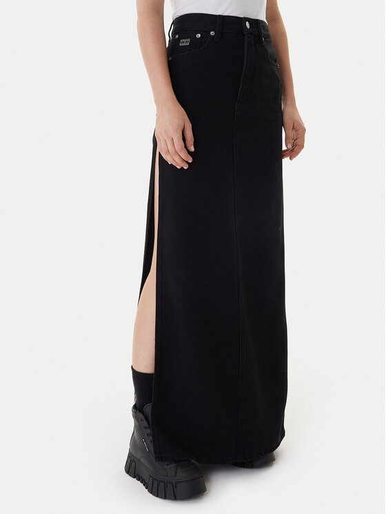 Tommy Jeans Džinsinis sijonas · Juoda · Maksi