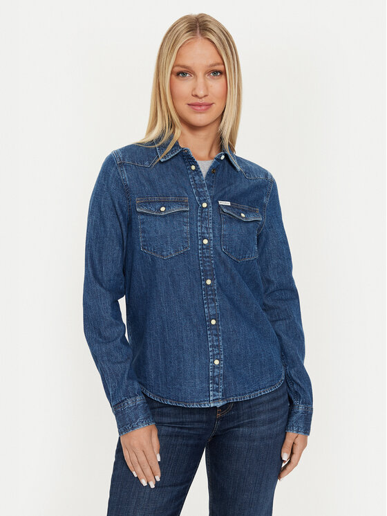 Kodas SUN15 Guess Jeans džinsiniai marškiniai  · Tamsiai mėlyna