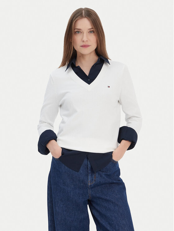 Tommy Hilfiger Megztinis · Balta · Regular Fit