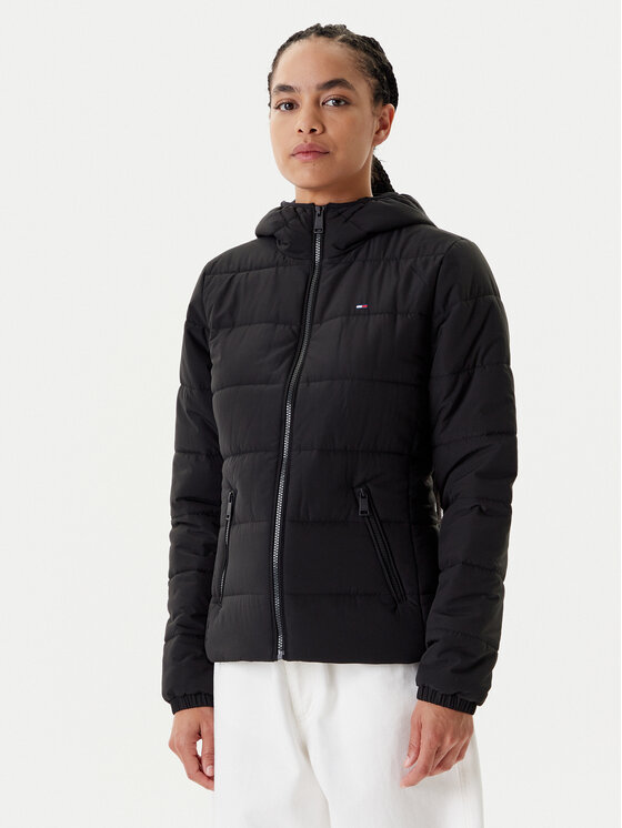 Tommy Jeans Demisezoninė striukė · Juoda