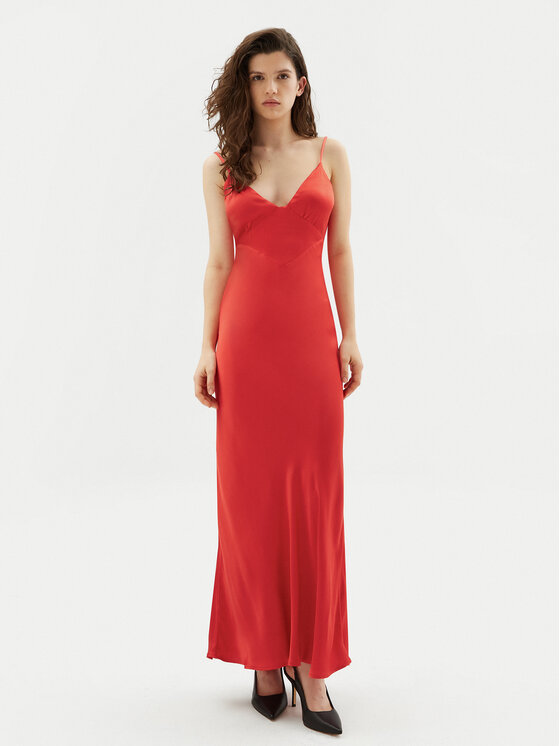 Bardot Kokteilinė suknelė · Raudona · Maksi