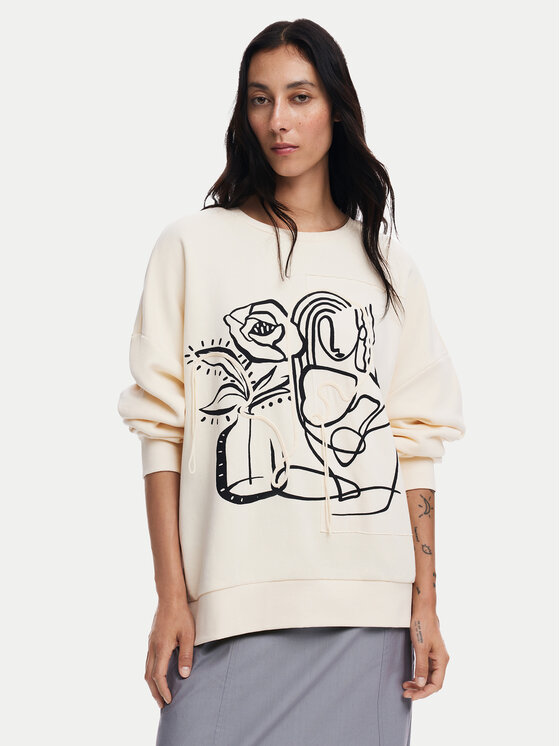 Desigual Džemperis · Écru · Oversize