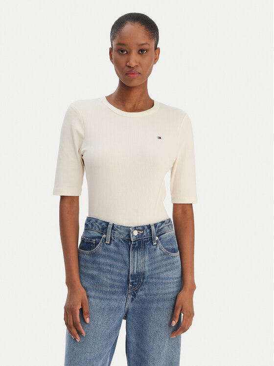 Kodas SUN15 Tommy Hilfiger Marškinėliai · Écru