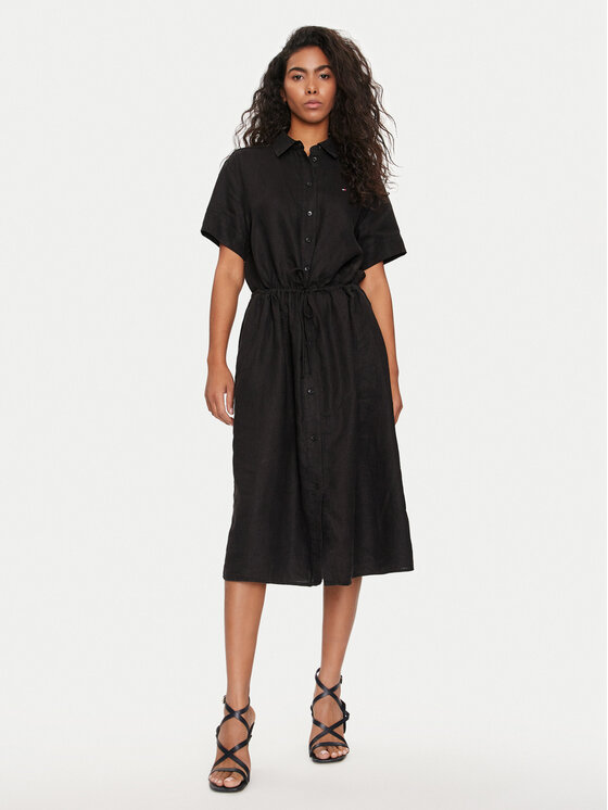 Tommy Hilfiger Marškinių tipo suknelė · Juoda · Midi