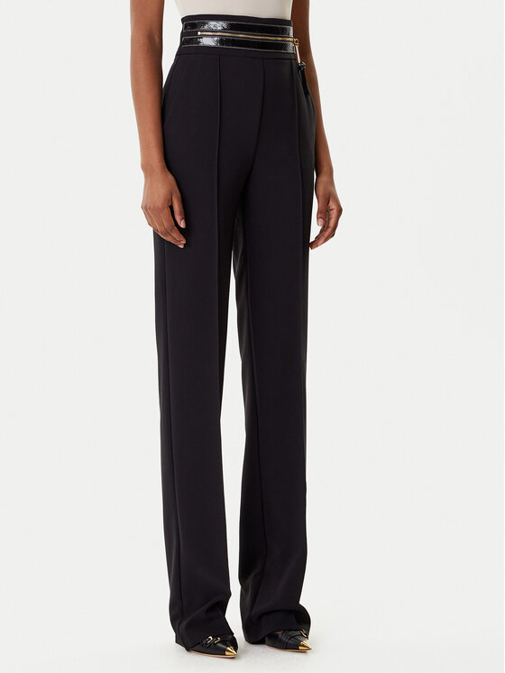 Elisabetta Franchi Medžiaginės kelnės · Juoda · Regular Fit