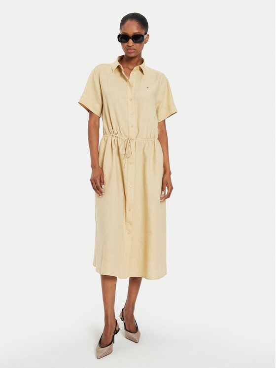 Tommy Hilfiger Marškinių tipo suknelė · Smėlio · Midi