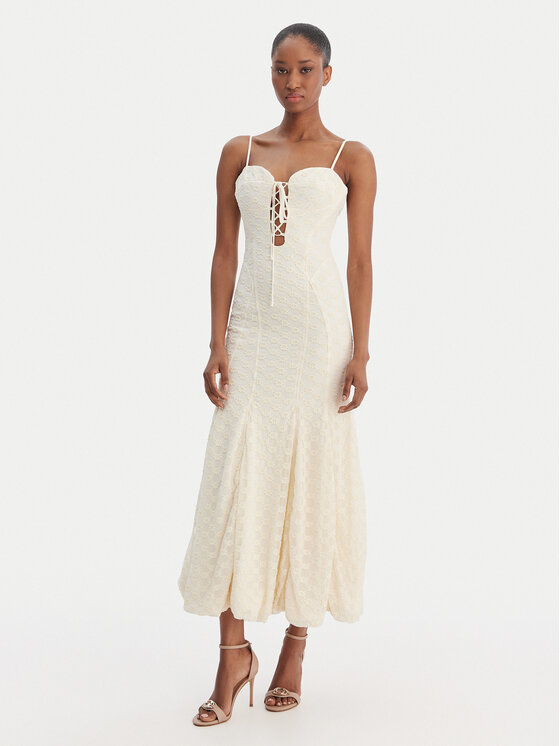 Bardot Kokteilinė suknelė · Smėlio · Midi