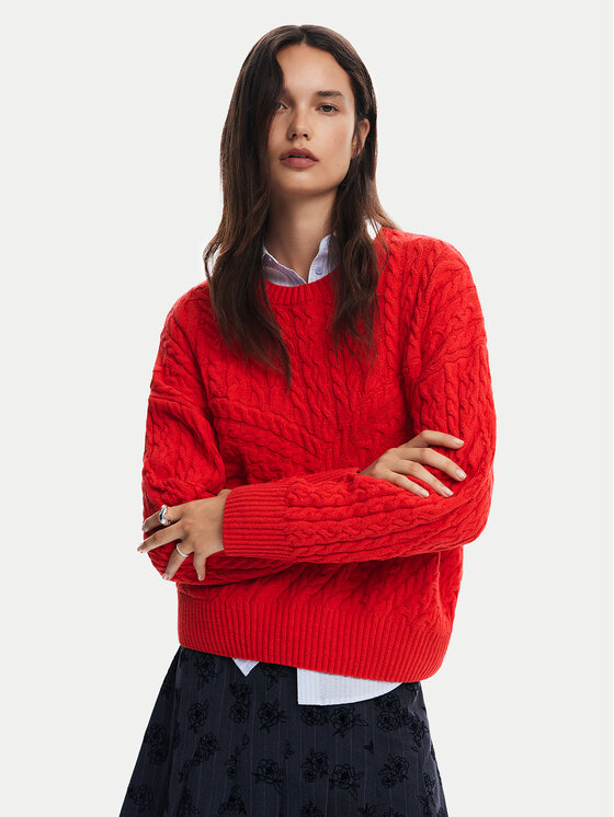 Desigual Megztinis · Raudona · Regular Fit