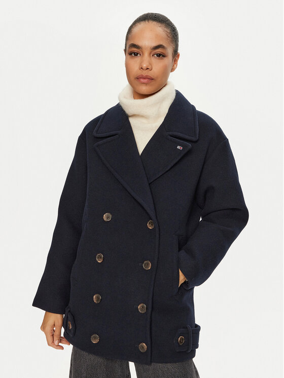 Tommy Jeans Demisezoninis paltas · Tamsiai mėlyna