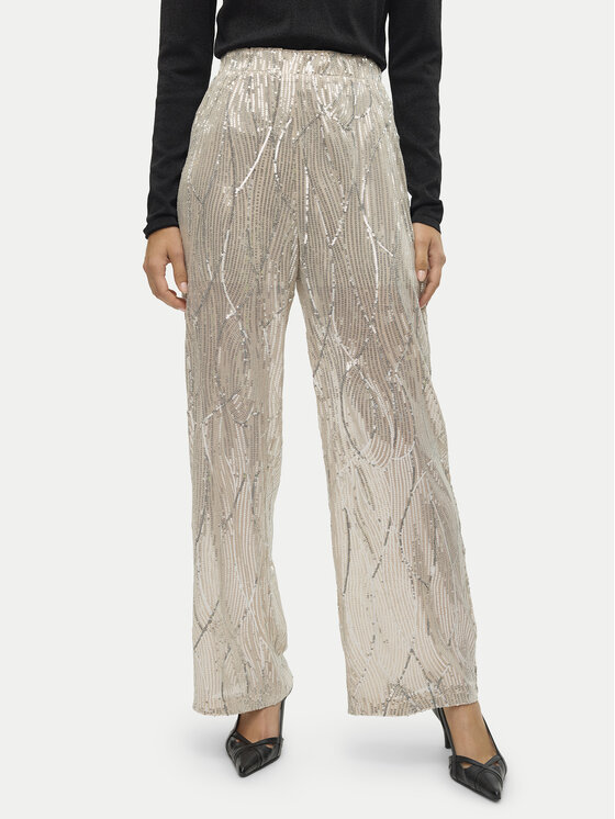 Vero Moda Medžiaginės kelnės · Smėlio · Regular Fit