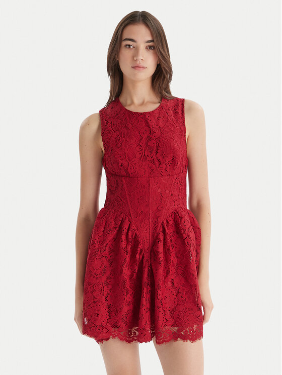 Bardot Kokteilinė suknelė · Raudona · Mini