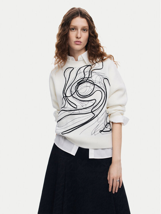 Desigual Megztinis · Balta · Relaxed Fit