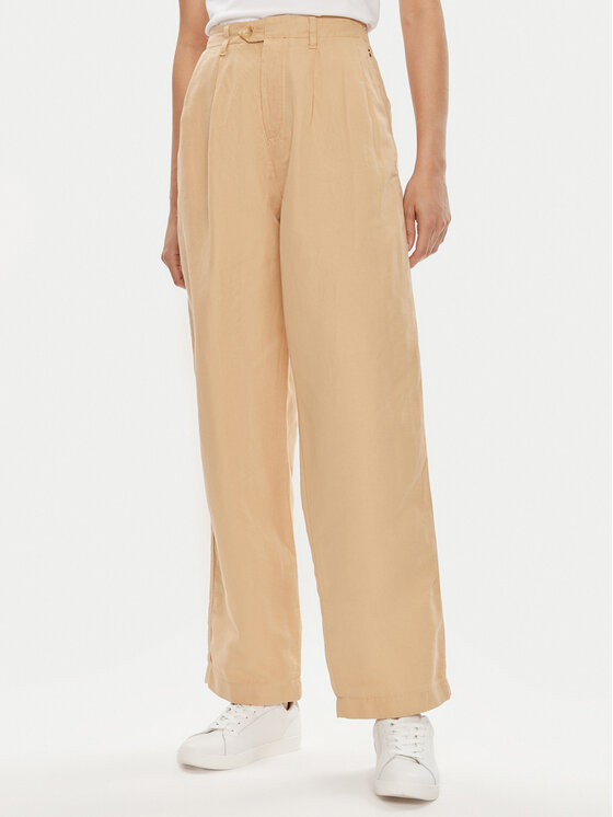 Tommy Hilfiger Medžiaginės kelnės · Smėlio · Relaxed Fit