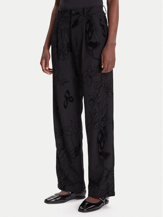 Desigual Medžiaginės kelnės · Juoda · Regular Fit