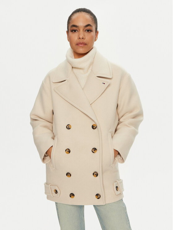 Tommy Jeans Demisezoninis paltas · Smėlio