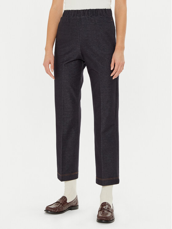 Max Mara Leisure Medžiaginės kelnės · Tamsiai mėlyna · Regular Fit